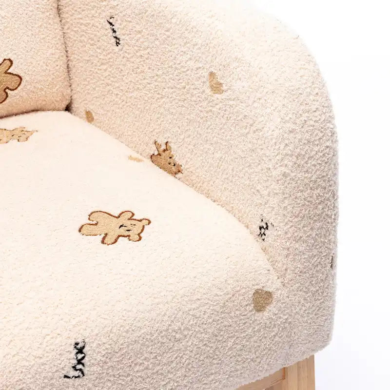 Fauteuil à bascule rembourré moderne avec poches latérales, chaise de chambre d'enfant en bois à dossier haut