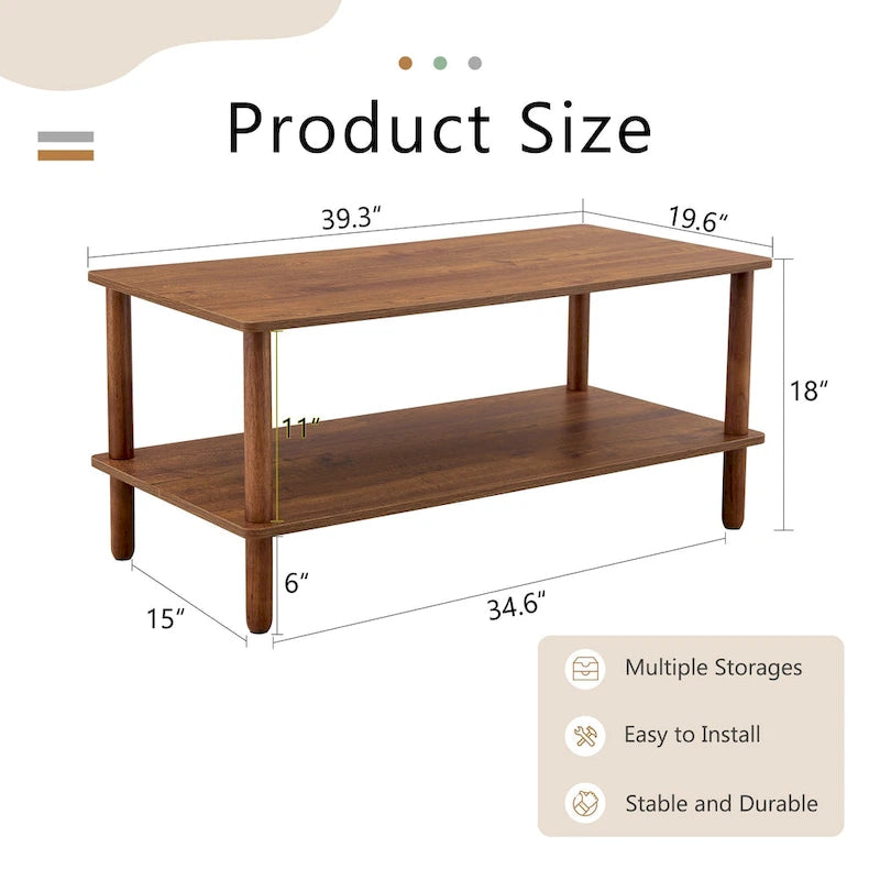Table basse rectangulaire à 2 niveaux pour salon