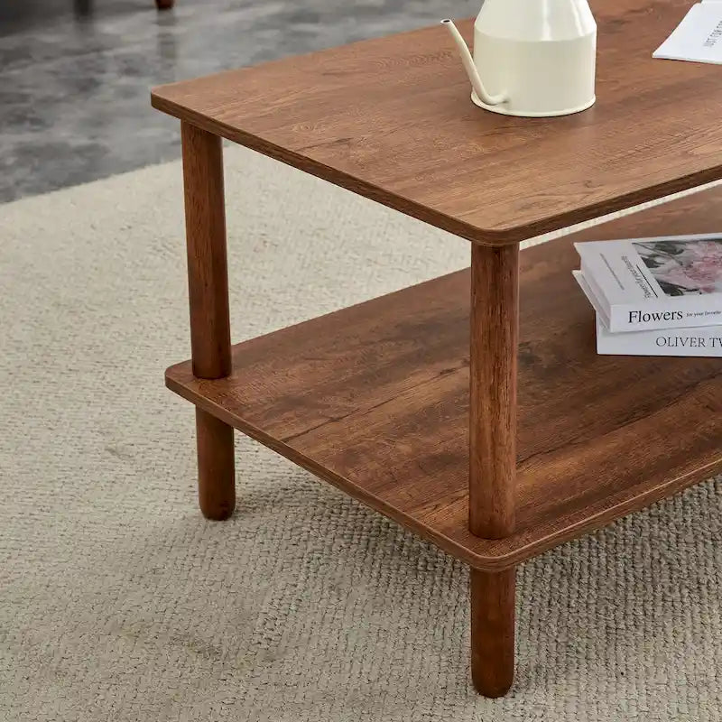 Table basse rectangulaire à 2 niveaux pour salon