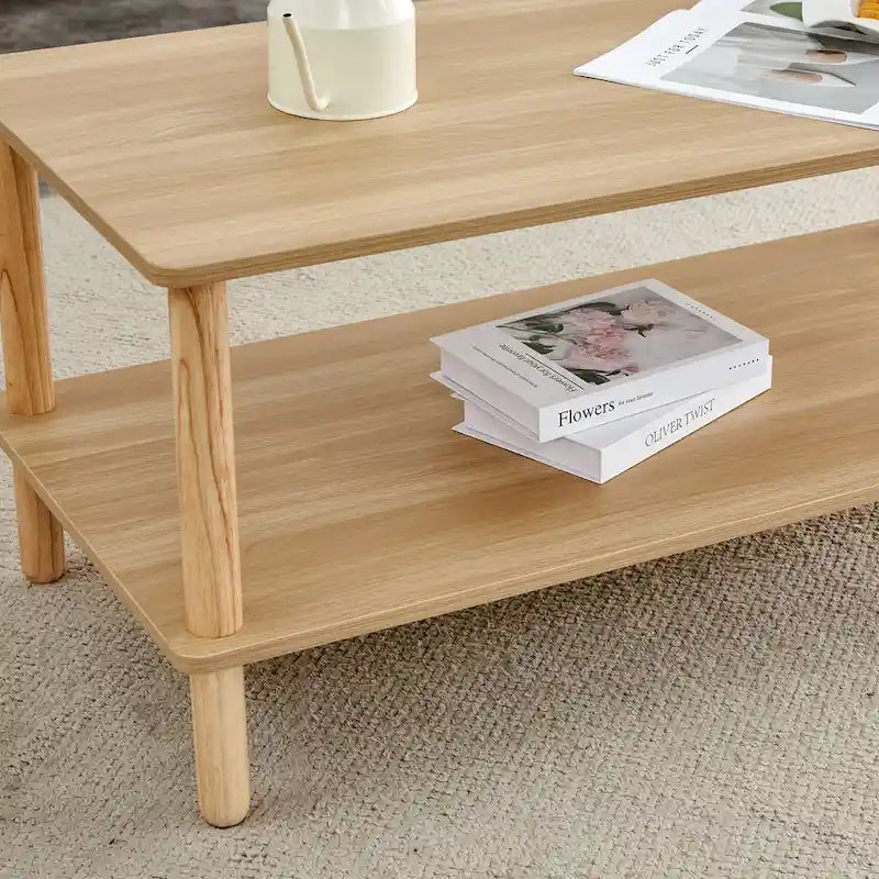 Table basse rectangulaire à 2 niveaux pour salon
