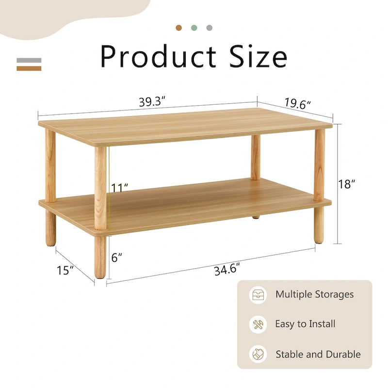 Table basse rectangulaire à 2 niveaux pour salon