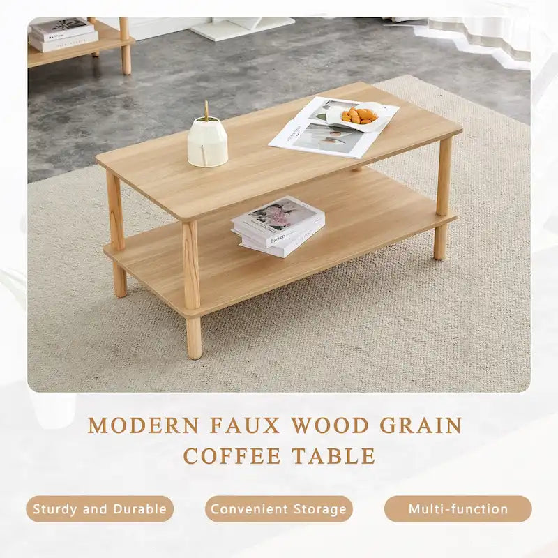 Table basse rectangulaire à 2 niveaux pour salon
