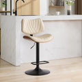 Lot de 2 tabourets de bar pivotants modernes avec dossier en cuir, assise rembourrée, base chromée, hauteur réglable, pour îlot de cuisine
