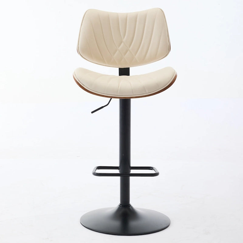Lot de 2 tabourets de bar pivotants modernes avec dossier en cuir, assise rembourrée, base chromée, hauteur réglable, pour îlot de cuisine