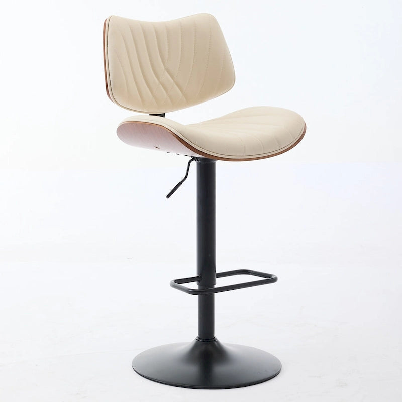 Lot de 2 tabourets de bar pivotants modernes avec dossier en cuir, assise rembourrée, base chromée, hauteur réglable, pour îlot de cuisine