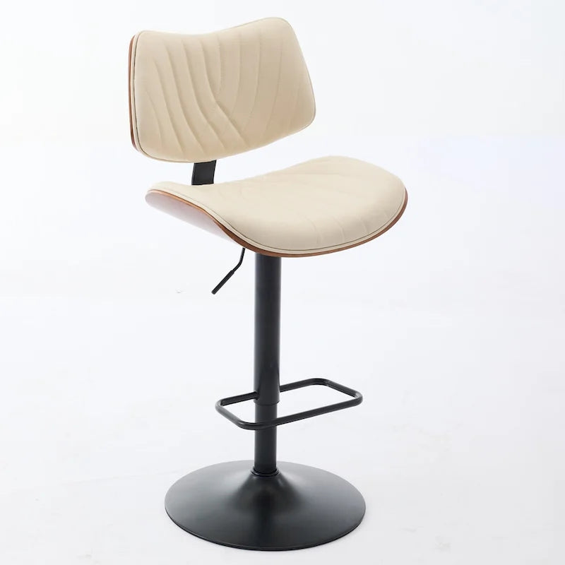 Lot de 2 tabourets de bar pivotants modernes avec dossier en cuir, assise rembourrée, base chromée, hauteur réglable, pour îlot de cuisine