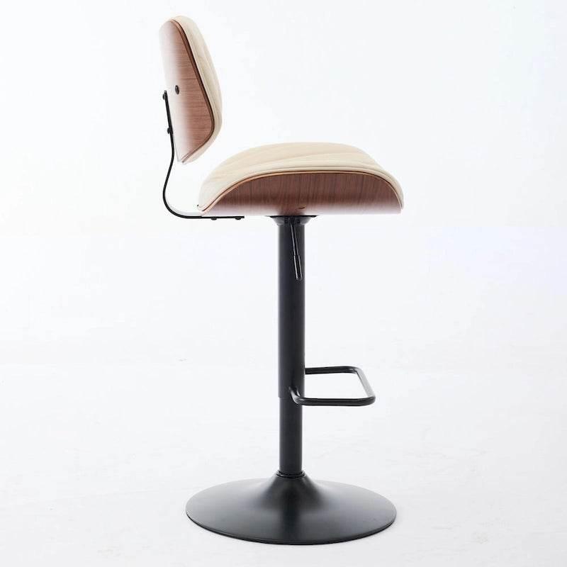 Lot de 2 tabourets de bar pivotants modernes avec dossier en cuir, assise rembourrée, base chromée, hauteur réglable, pour îlot de cuisine