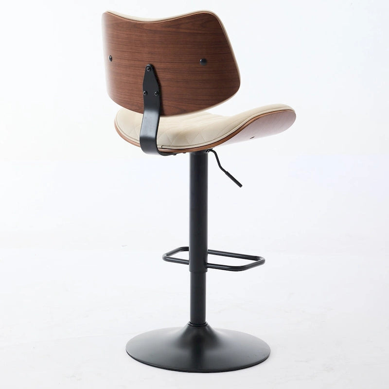 Lot de 2 tabourets de bar pivotants modernes avec dossier en cuir, assise rembourrée, base chromée, hauteur réglable, pour îlot de cuisine