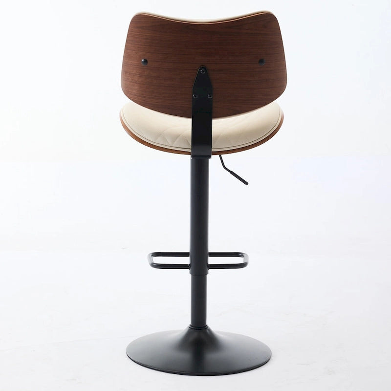 Lot de 2 tabourets de bar pivotants modernes avec dossier en cuir, assise rembourrée, base chromée, hauteur réglable, pour îlot de cuisine