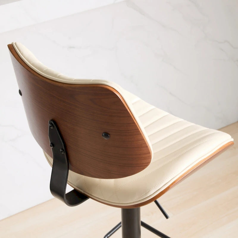 Lot de 2 tabourets de bar pivotants modernes avec dossier en cuir, assise rembourrée, base chromée, hauteur réglable, pour îlot de cuisine