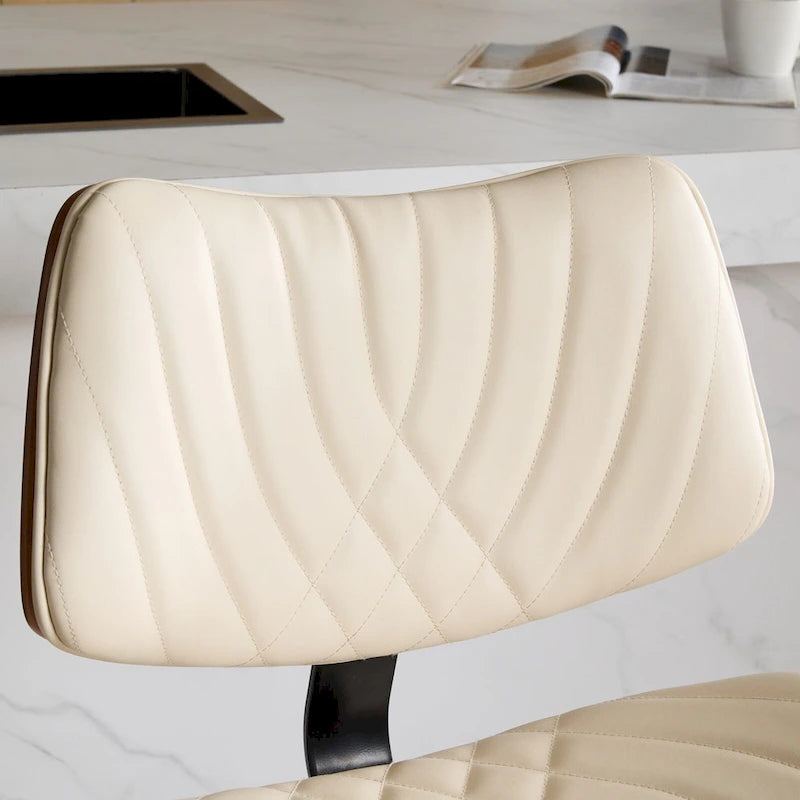 Lot de 2 tabourets de bar pivotants modernes avec dossier en cuir, assise rembourrée, base chromée, hauteur réglable, pour îlot de cuisine