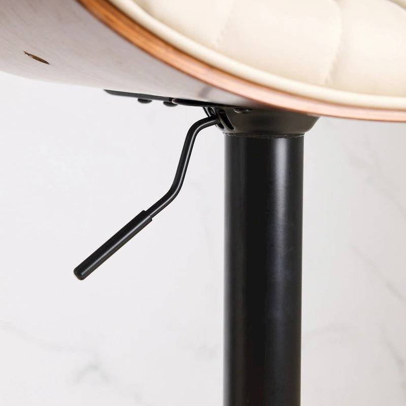 Lot de 2 tabourets de bar pivotants modernes avec dossier en cuir, assise rembourrée, base chromée, hauteur réglable, pour îlot de cuisine