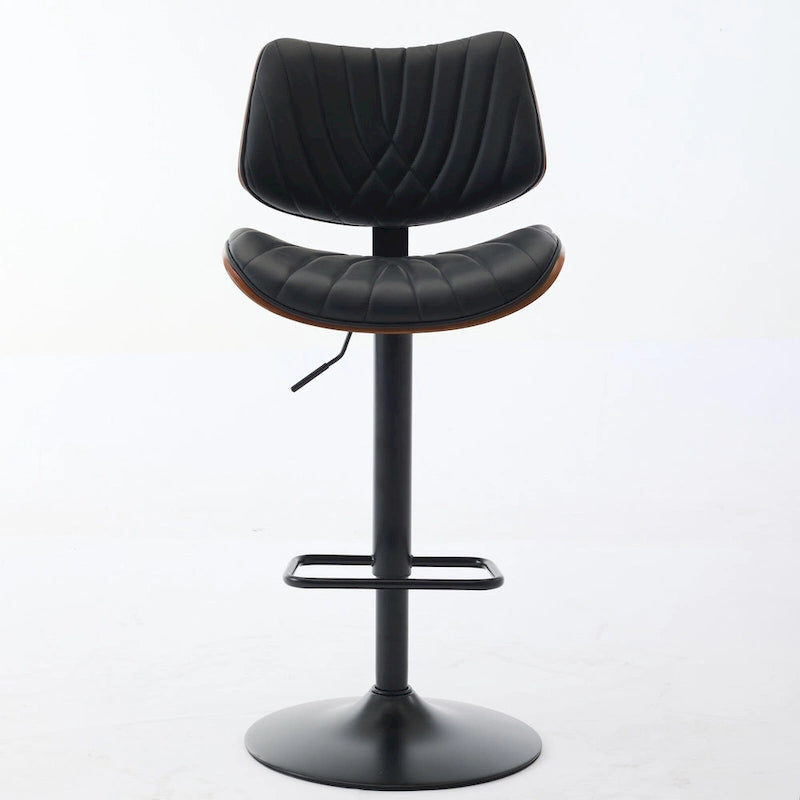Lot de 2 tabourets de bar pivotants modernes avec dossier en cuir, assise rembourrée, base chromée, hauteur réglable, pour îlot de cuisine