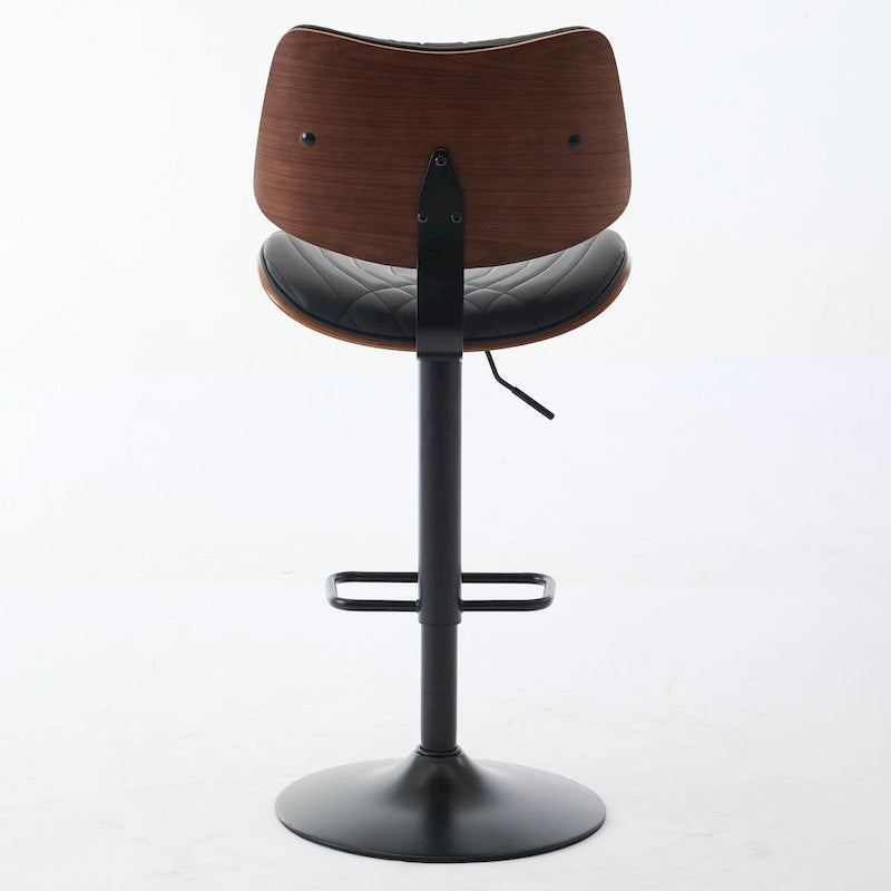 Lot de 2 tabourets de bar pivotants modernes avec dossier en cuir, assise rembourrée, base chromée, hauteur réglable, pour îlot de cuisine