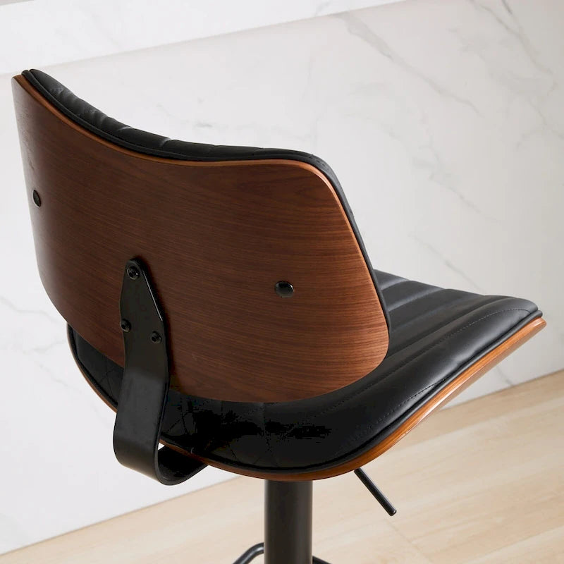 Lot de 2 tabourets de bar pivotants modernes avec dossier en cuir, assise rembourrée, base chromée, hauteur réglable, pour îlot de cuisine