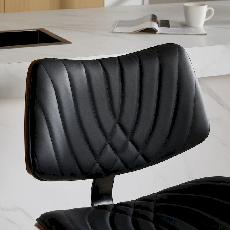 Lot de 2 tabourets de bar pivotants modernes avec dossier en cuir, assise rembourrée, base chromée, hauteur réglable, pour îlot de cuisine