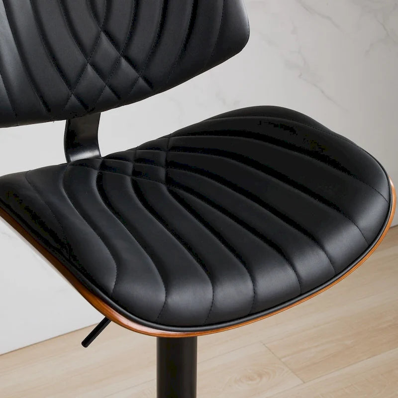 Lot de 2 tabourets de bar pivotants modernes avec dossier en cuir, assise rembourrée, base chromée, hauteur réglable, pour îlot de cuisine