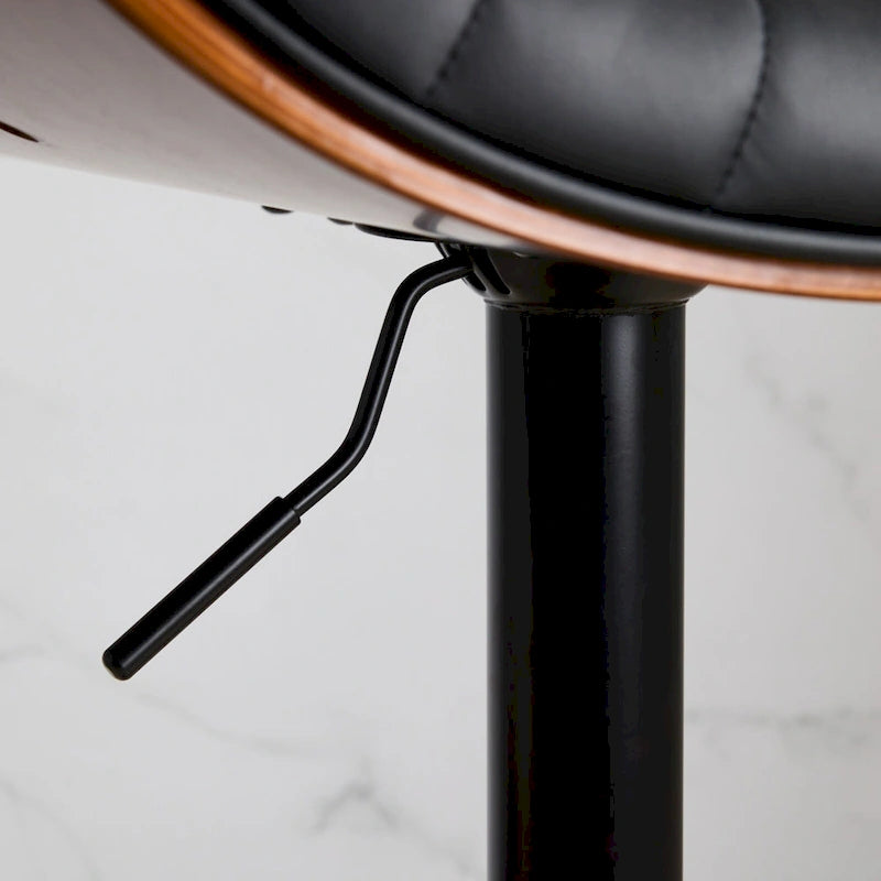 Lot de 2 tabourets de bar pivotants modernes avec dossier en cuir, assise rembourrée, base chromée, hauteur réglable, pour îlot de cuisine