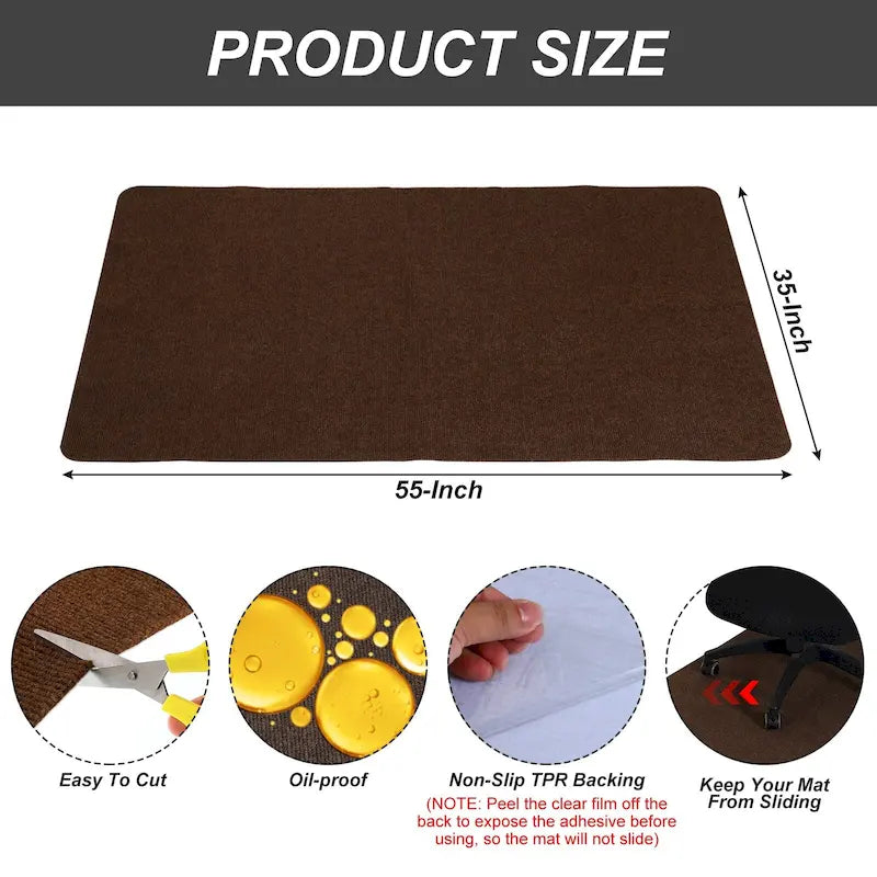 Tapis de chaise de bureau 55 x 35 pouces pour sols durs