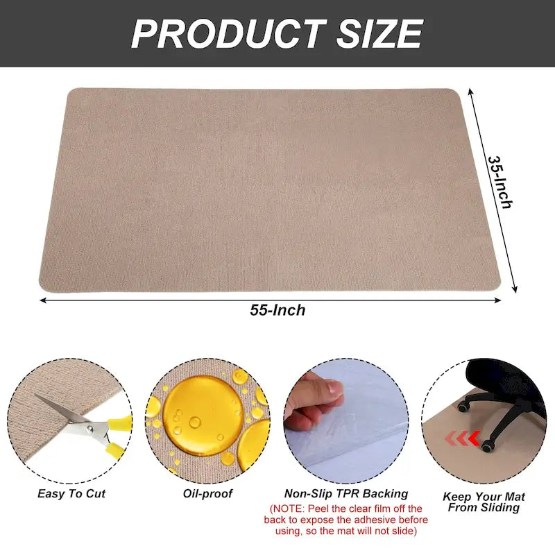 Tapis de chaise de bureau 55 x 35 pouces pour sols durs