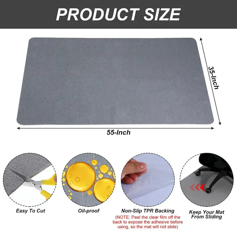 Tapis de chaise de bureau 55 x 35 pouces pour sols durs