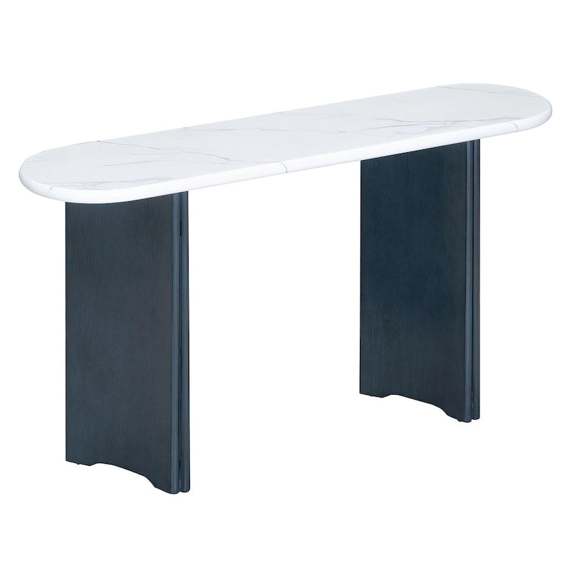 Console d'entrée, Table avec plateau ovale en similicuir marbre pour l'entrée