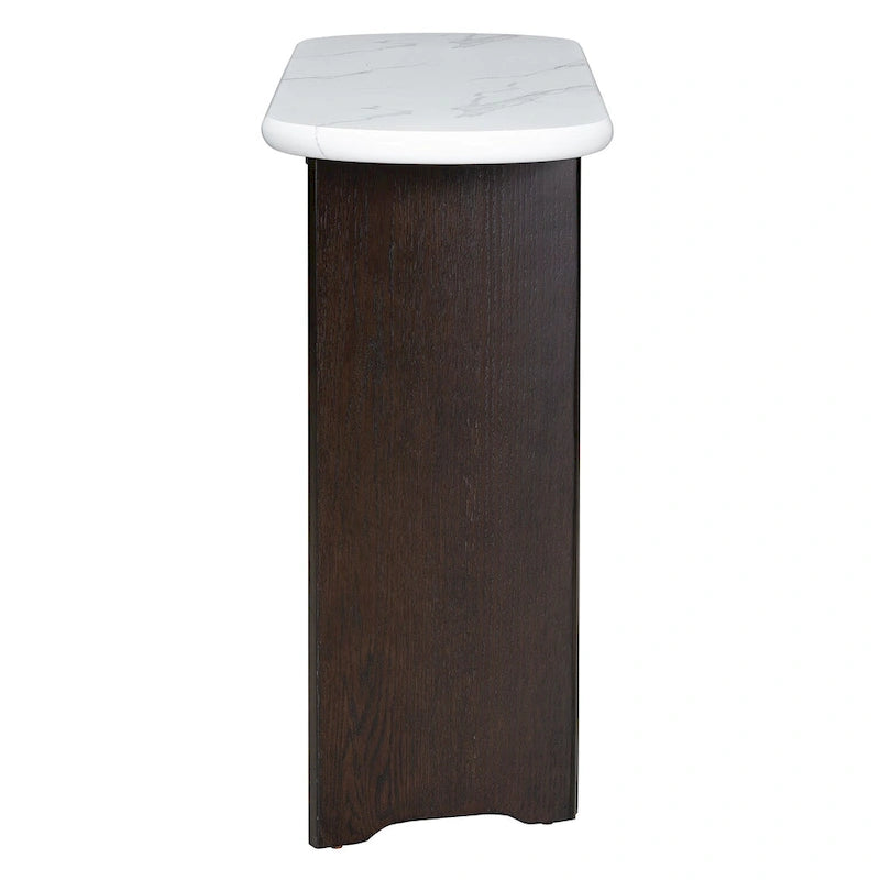 Console d'entrée, Table avec plateau ovale en similicuir marbre pour l'entrée