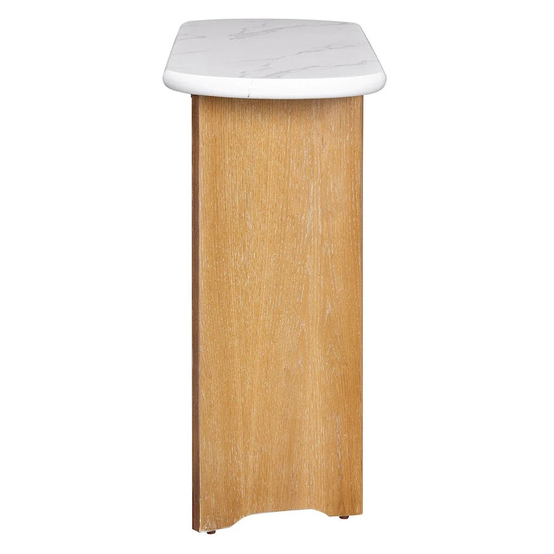 Console d'entrée, Table avec plateau ovale en similicuir marbre pour l'entrée