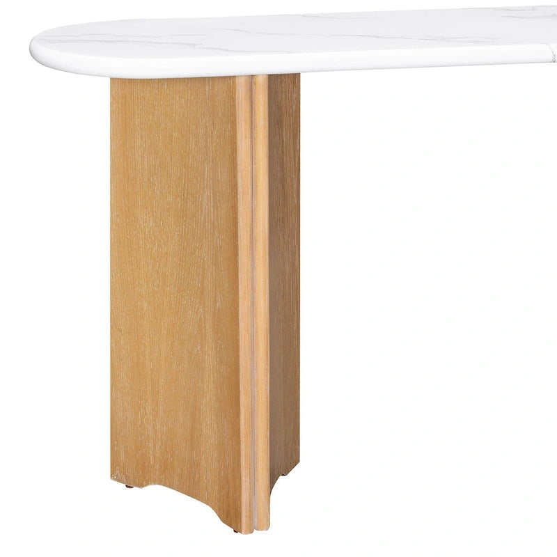 Console d'entrée, Table avec plateau ovale en similicuir marbre pour l'entrée