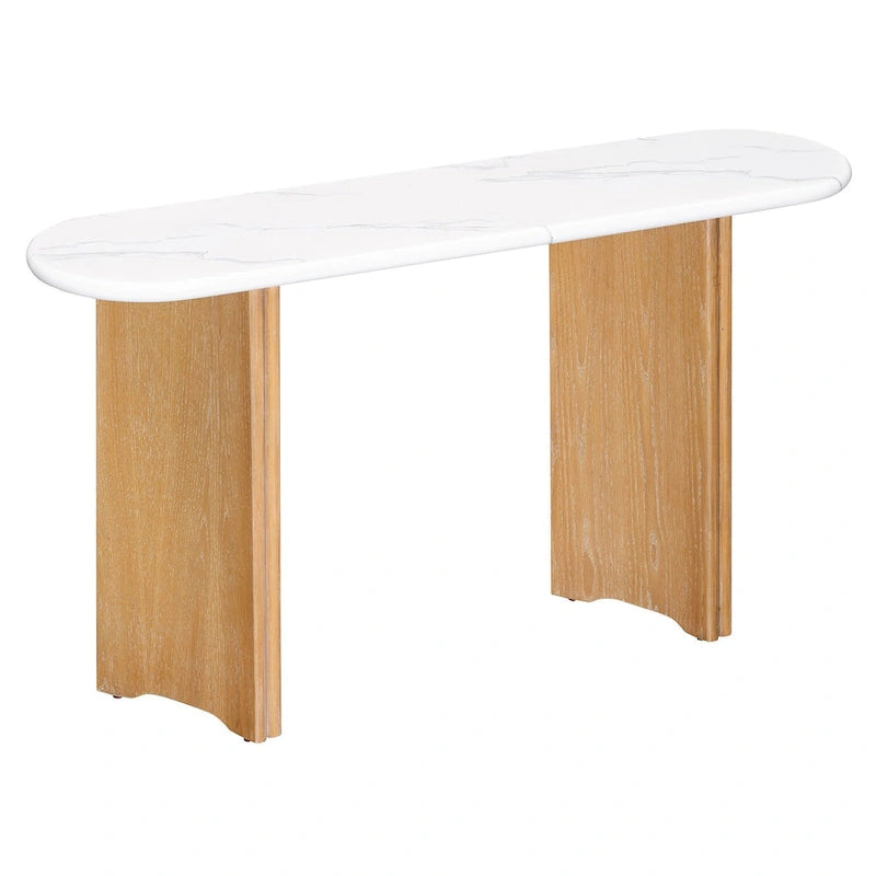 Console d'entrée, Table avec plateau ovale en similicuir marbre pour l'entrée