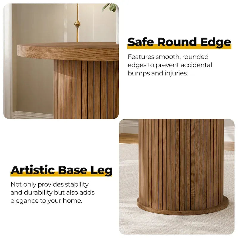 Petite table de salle à manger Tambour avec étagère de rangement à trois niveaux, table de bar ronde de 91 cm