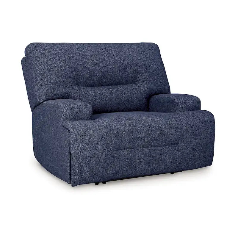Fauteuil inclinable électrique Marissa, assise large, en polyester bleu marine doux