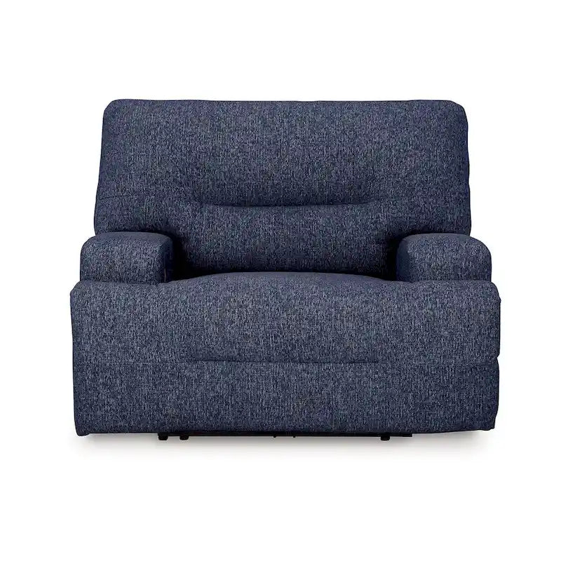 Fauteuil inclinable électrique Marissa, assise large, en polyester bleu marine doux