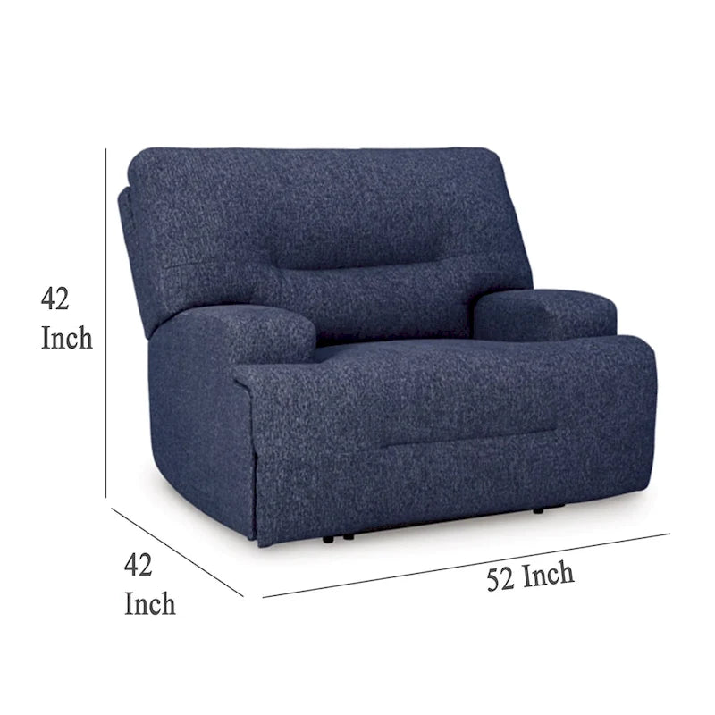 Fauteuil inclinable électrique Marissa, assise large, en polyester bleu marine doux