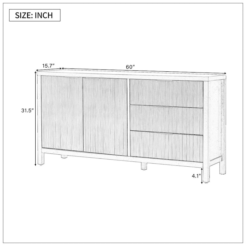 Bahut minimaliste à motifs ondulés avec rangement fonctionnel