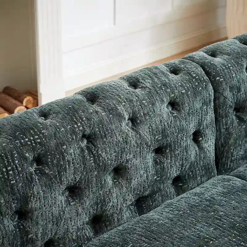 Canapé d'angle en chenille vert 81,5 5 places