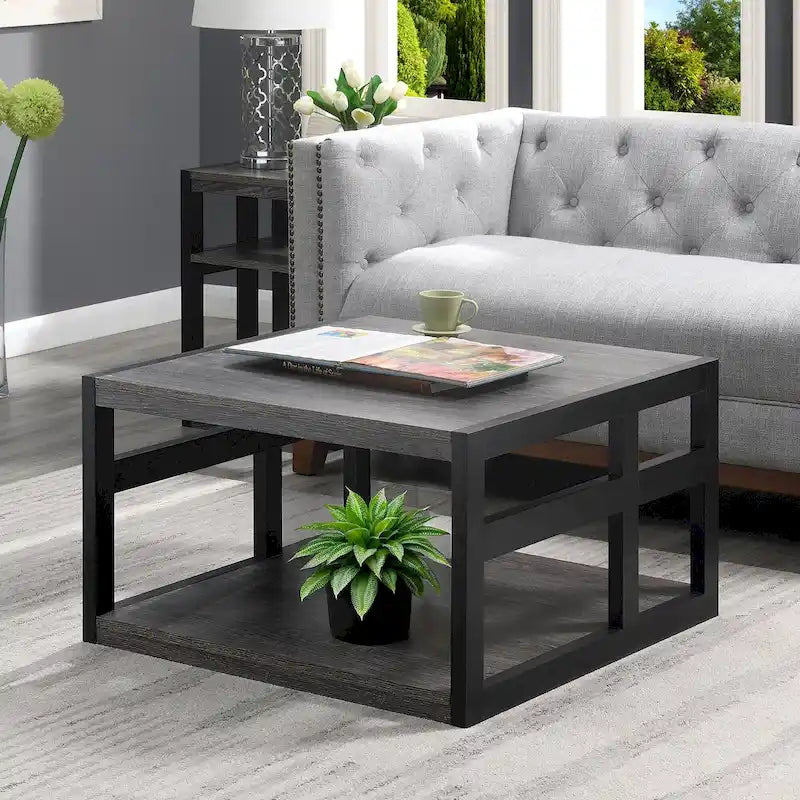 Table basse carrée avec étagère
