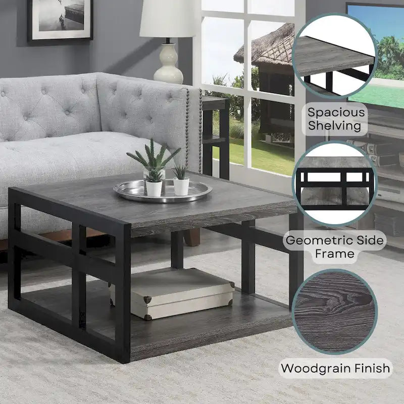 Table basse carrée avec étagère