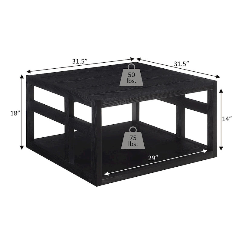 Table basse carrée avec étagère
