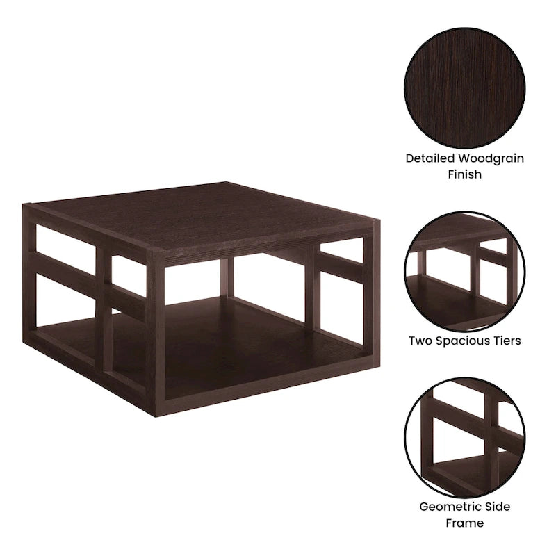 Table basse carrée avec étagère