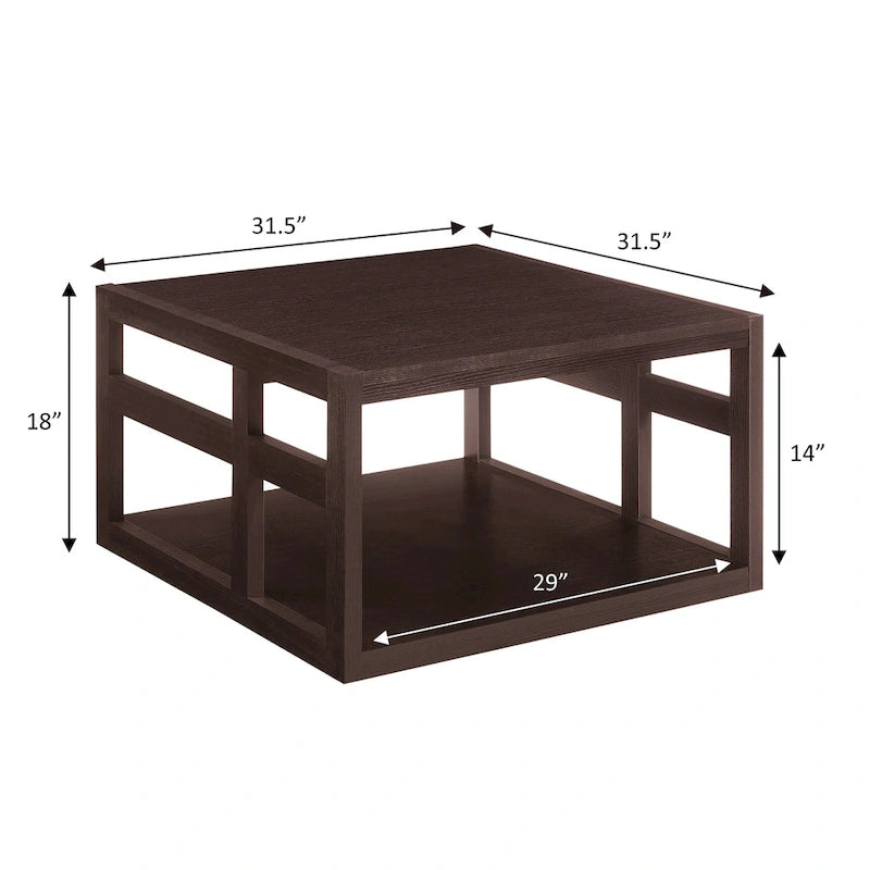 Table basse carrée avec étagère