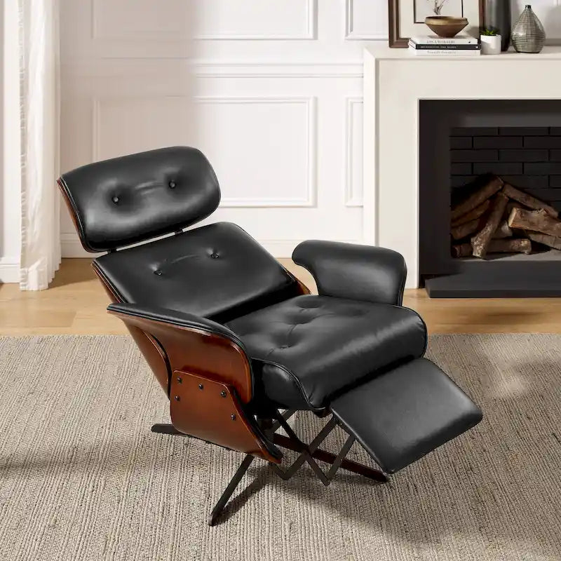 Fauteuil inclinable de salon en similicuir style Mid-Century Modern