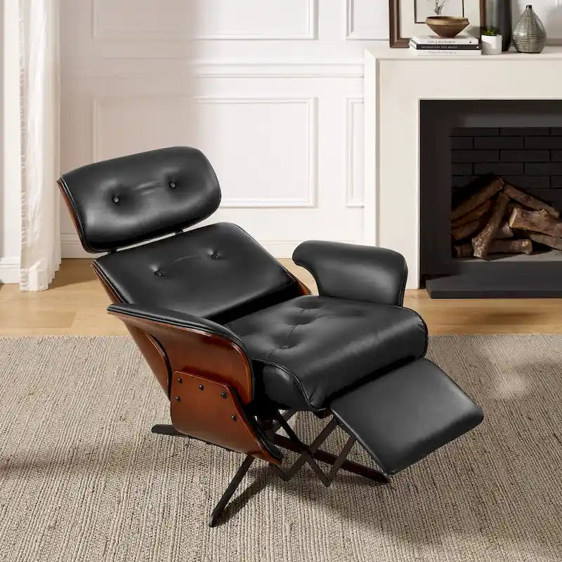 Fauteuil inclinable de salon en similicuir style Mid-Century Modern