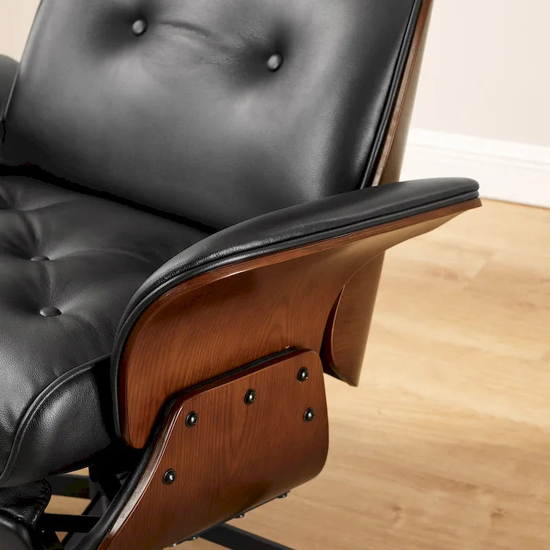 Fauteuil inclinable de salon en similicuir style Mid-Century Modern