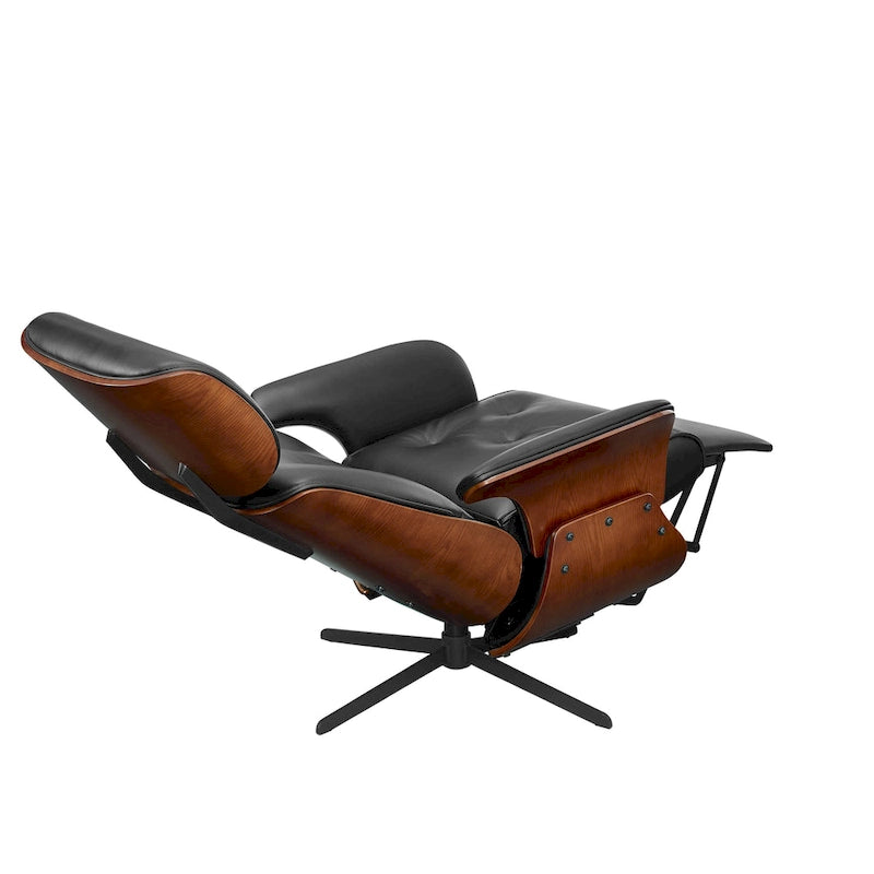 Fauteuil inclinable de salon en similicuir style Mid-Century Modern