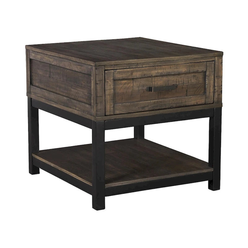 Table d'appoint rectangulaire gris-brun décontractée
