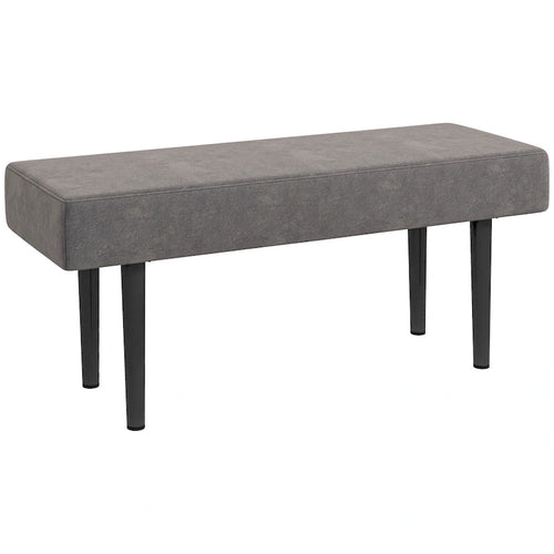 39 Banc de bout de lit, banc d'entrée rembourré avec pieds en acier, gris