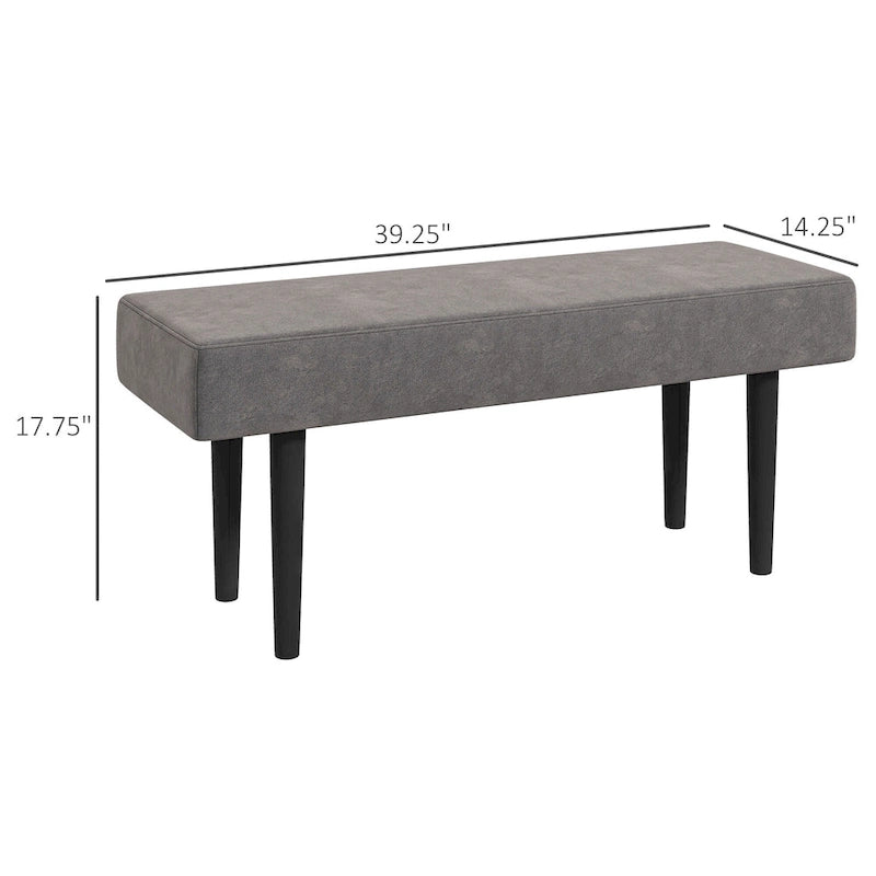 39 Banc de bout de lit, banc d'entrée rembourré avec pieds en acier, gris