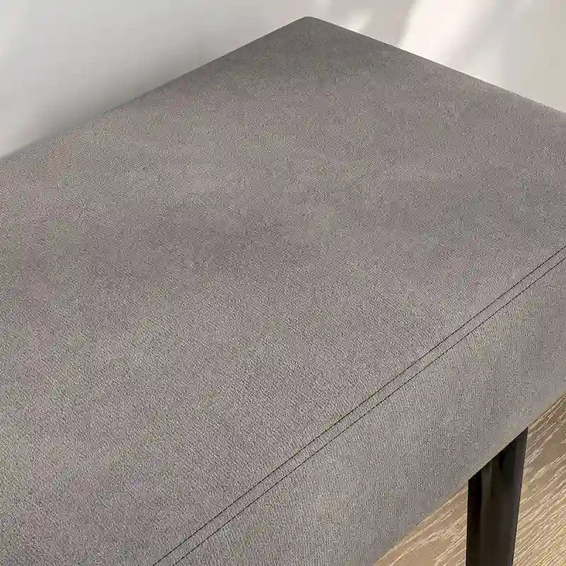 39 Banc de bout de lit, banc d'entrée rembourré avec pieds en acier, gris