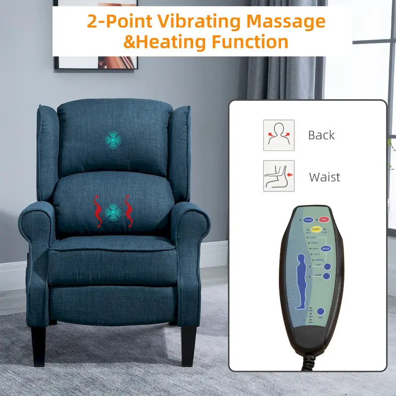 Fauteuil inclinable massant et chauffant avec télécommande